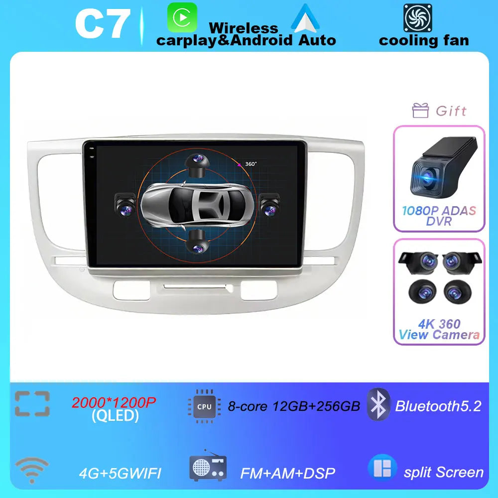 Car Radio For Kia RiO 2 RIO2 2005-2011 Wireless CarPlay Android Auto Multimedia Player Touch Screen GPS Navigation No 2din DVD