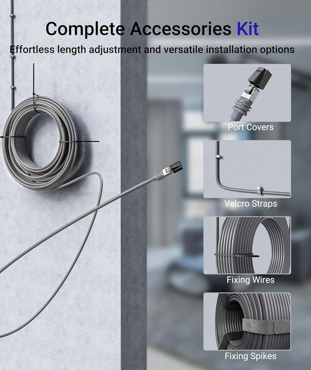 Starlink Gen 3 Cable, Waterproof Outdoor Ethernet Cable with Retainer, Gray