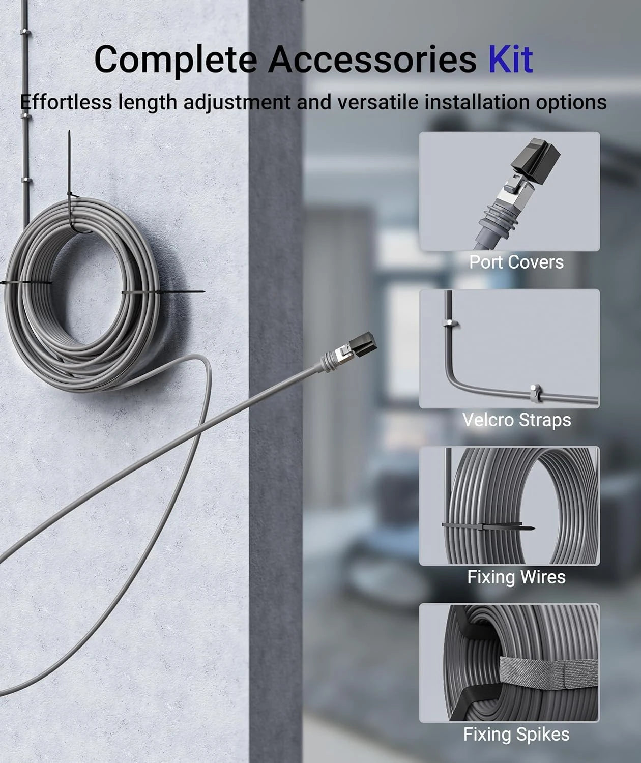 Starlink Gen 3 Cable, Waterproof Outdoor Ethernet Cable with Retainer, Gray