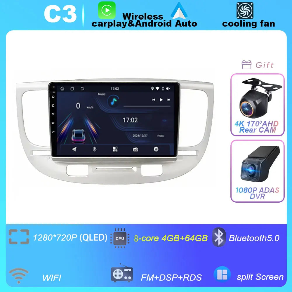 Car Radio For Kia RiO 2 RIO2 2005-2011 Wireless CarPlay Android Auto Multimedia Player Touch Screen GPS Navigation No 2din DVD