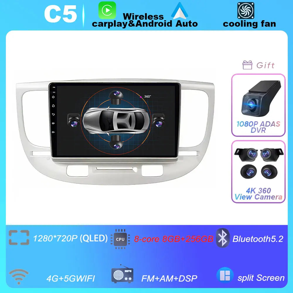 Car Radio For Kia RiO 2 RIO2 2005-2011 Wireless CarPlay Android Auto Multimedia Player Touch Screen GPS Navigation No 2din DVD
