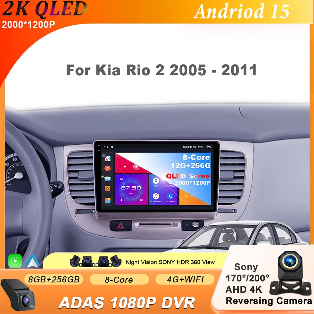 Car Radio For Kia RiO 2 RIO2 2005-2011 Wireless CarPlay Android Auto Multimedia Player Touch Screen GPS Navigation No 2din DVD