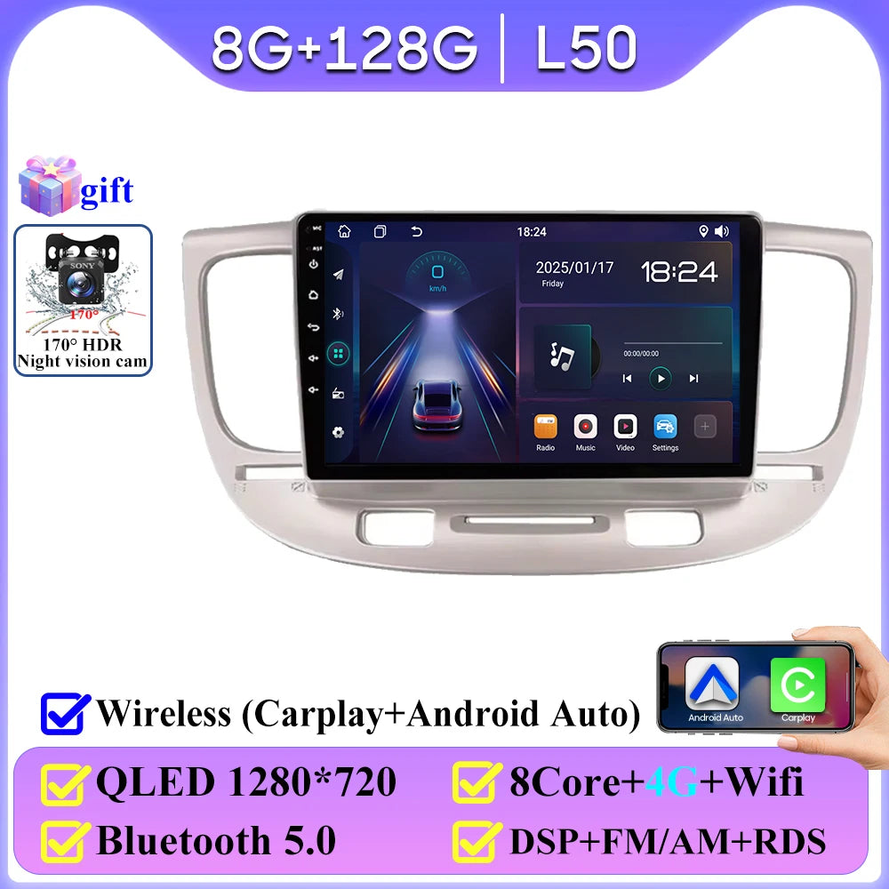 Android Auto For Kia RIO 2 2005 - 2011 Car Radio Carplay 4G Wifi No 2din Video Stereo Multimedia Player GPS Navigation 2k BT DVD
