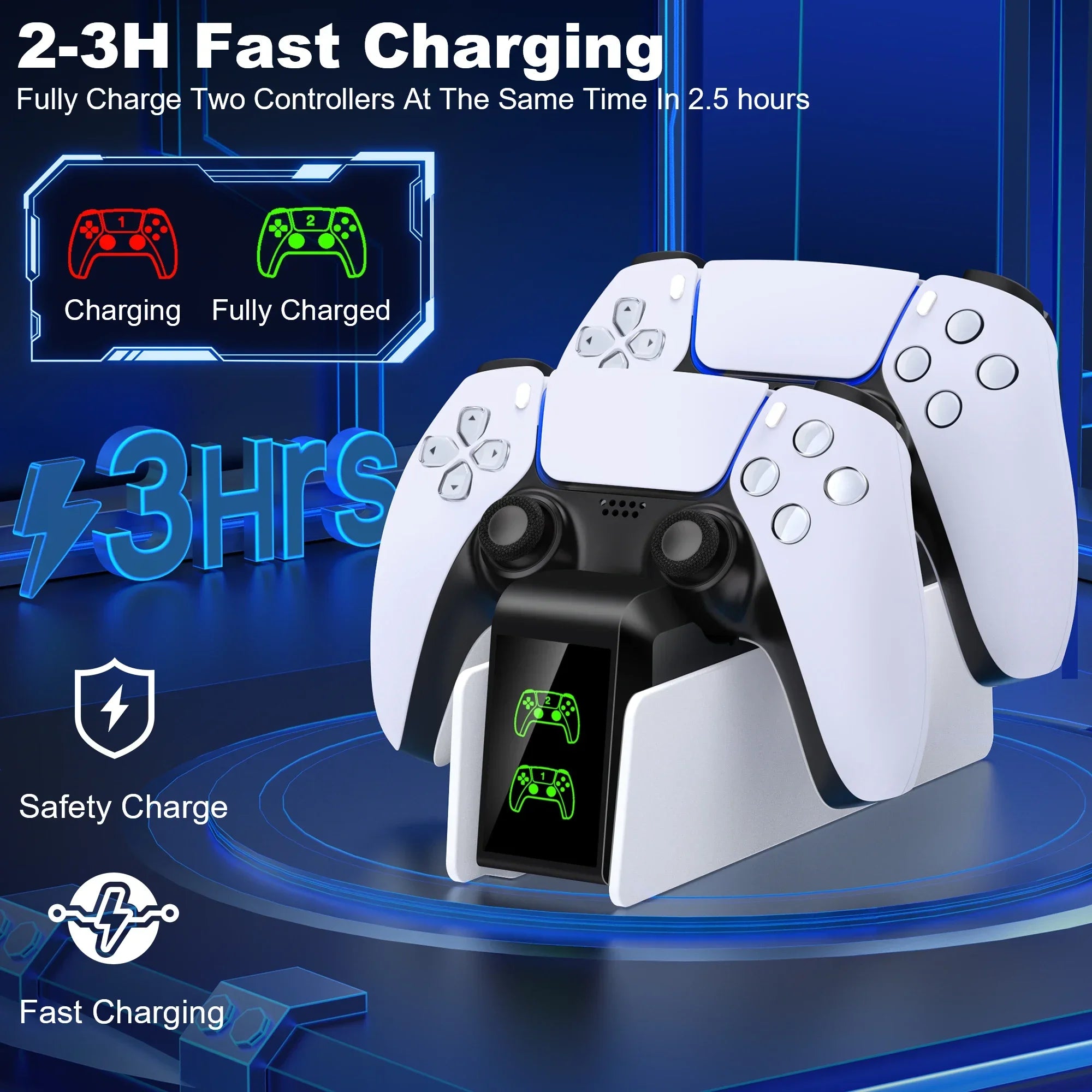 For PS5 Controller Charger DualSense Charging Station Dual Charging Dock Charger Stand for PlayStation5 Wireless Game Controller