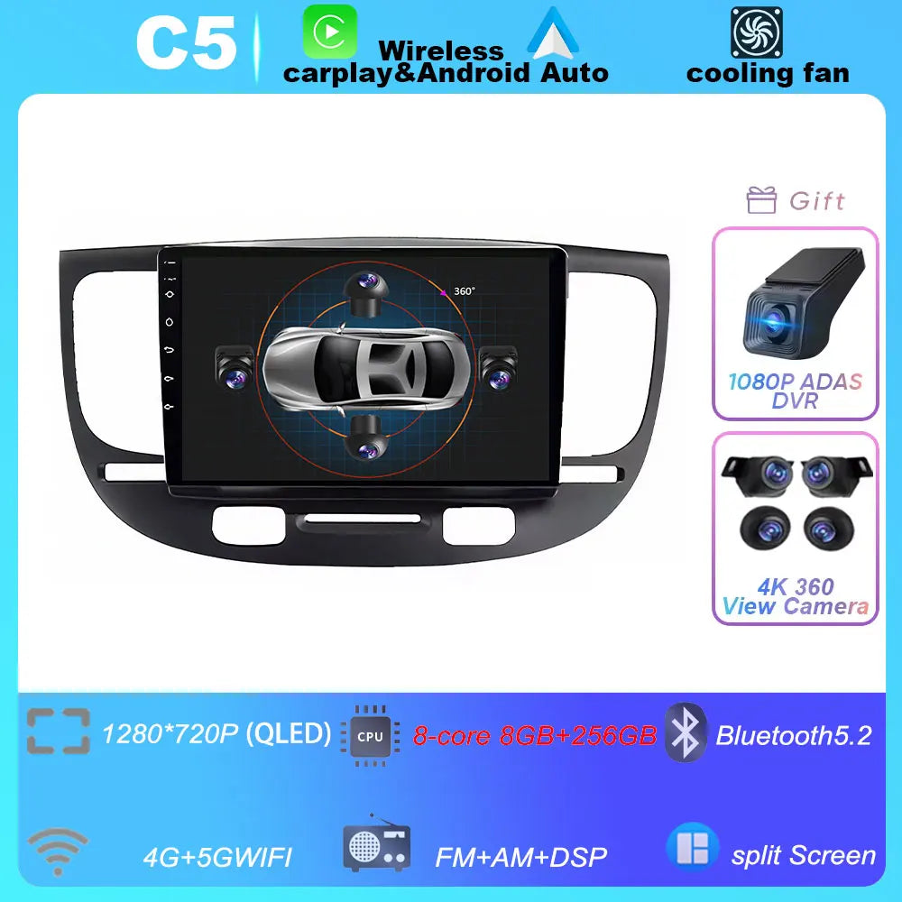 Car Radio For Kia RiO 2 RIO2 2005-2011 Wireless CarPlay Android Auto Multimedia Player Touch Screen GPS Navigation No 2din DVD