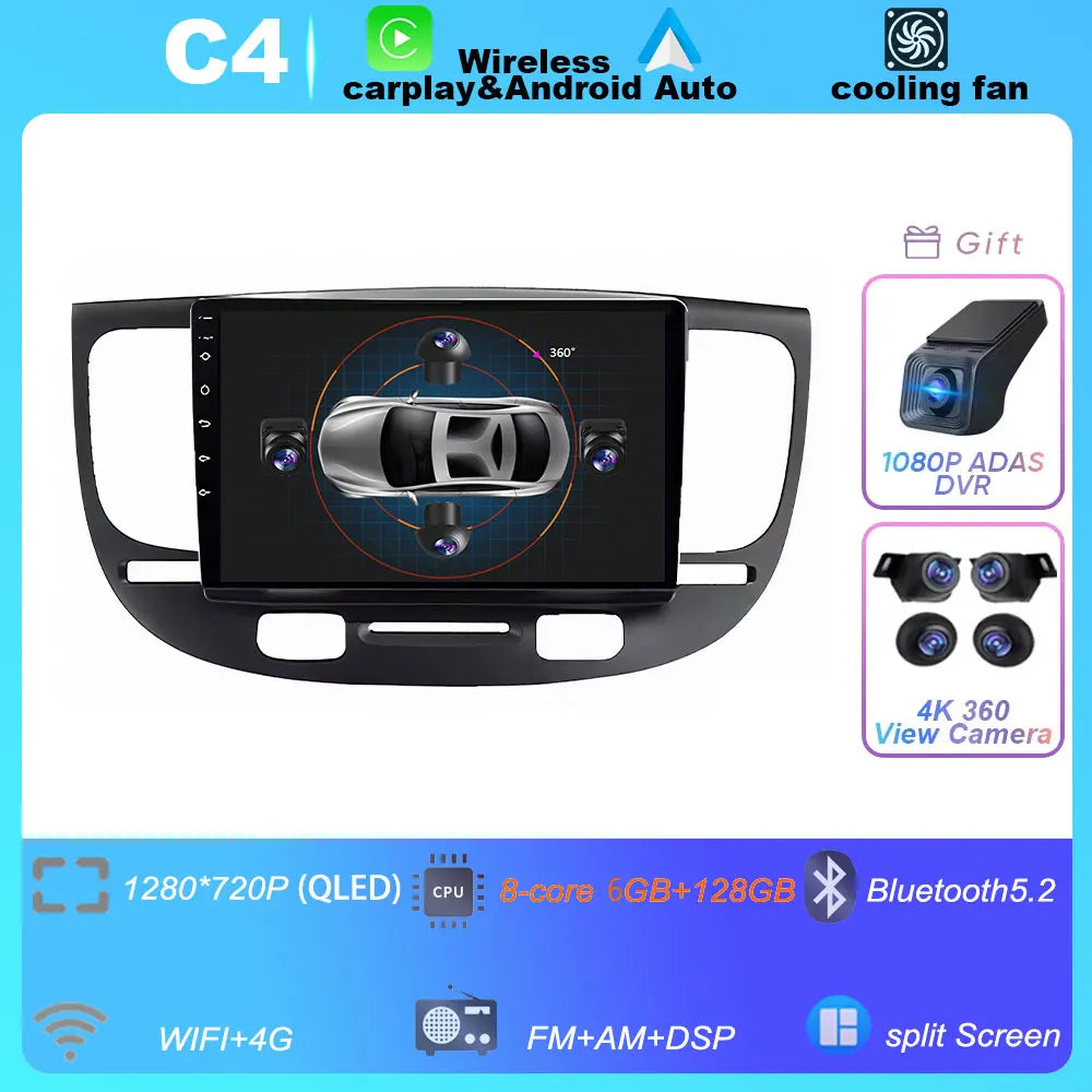 Car Radio For Kia RiO 2 RIO2 2005-2011 Wireless CarPlay Android Auto Multimedia Player Touch Screen GPS Navigation No 2din DVD