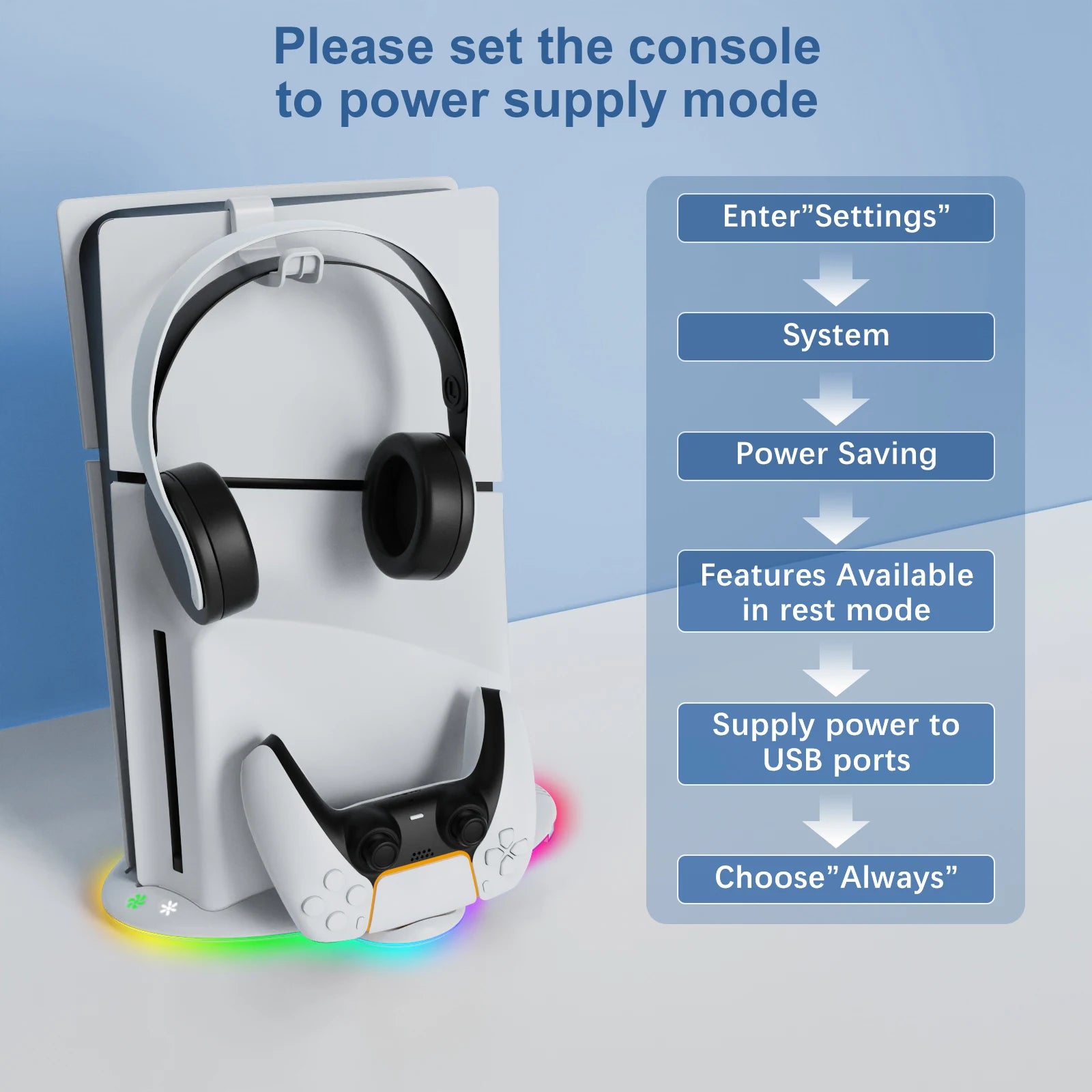 Multi-functional PS5 slim elite, digital version console cooling charging dock, supports charging 2 P5 controllers, three-speed