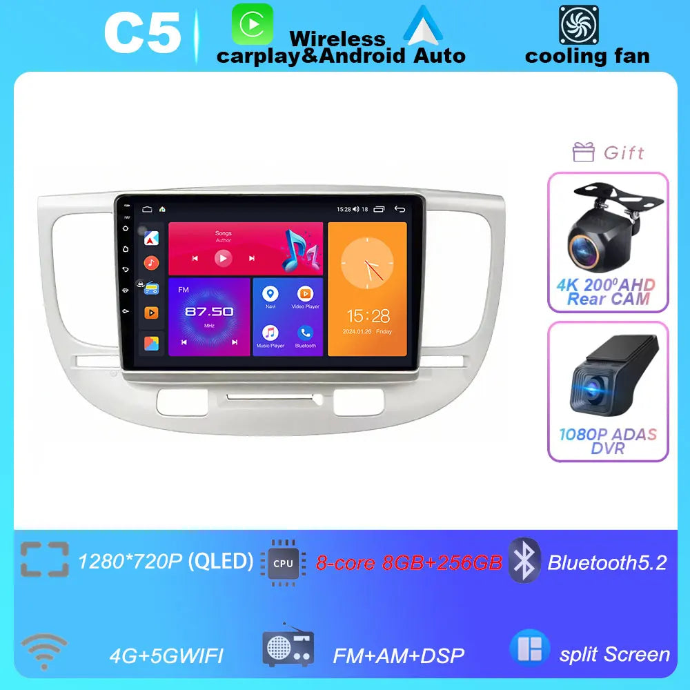 Car Radio For Kia RiO 2 RIO2 2005-2011 Wireless CarPlay Android Auto Multimedia Player Touch Screen GPS Navigation No 2din DVD