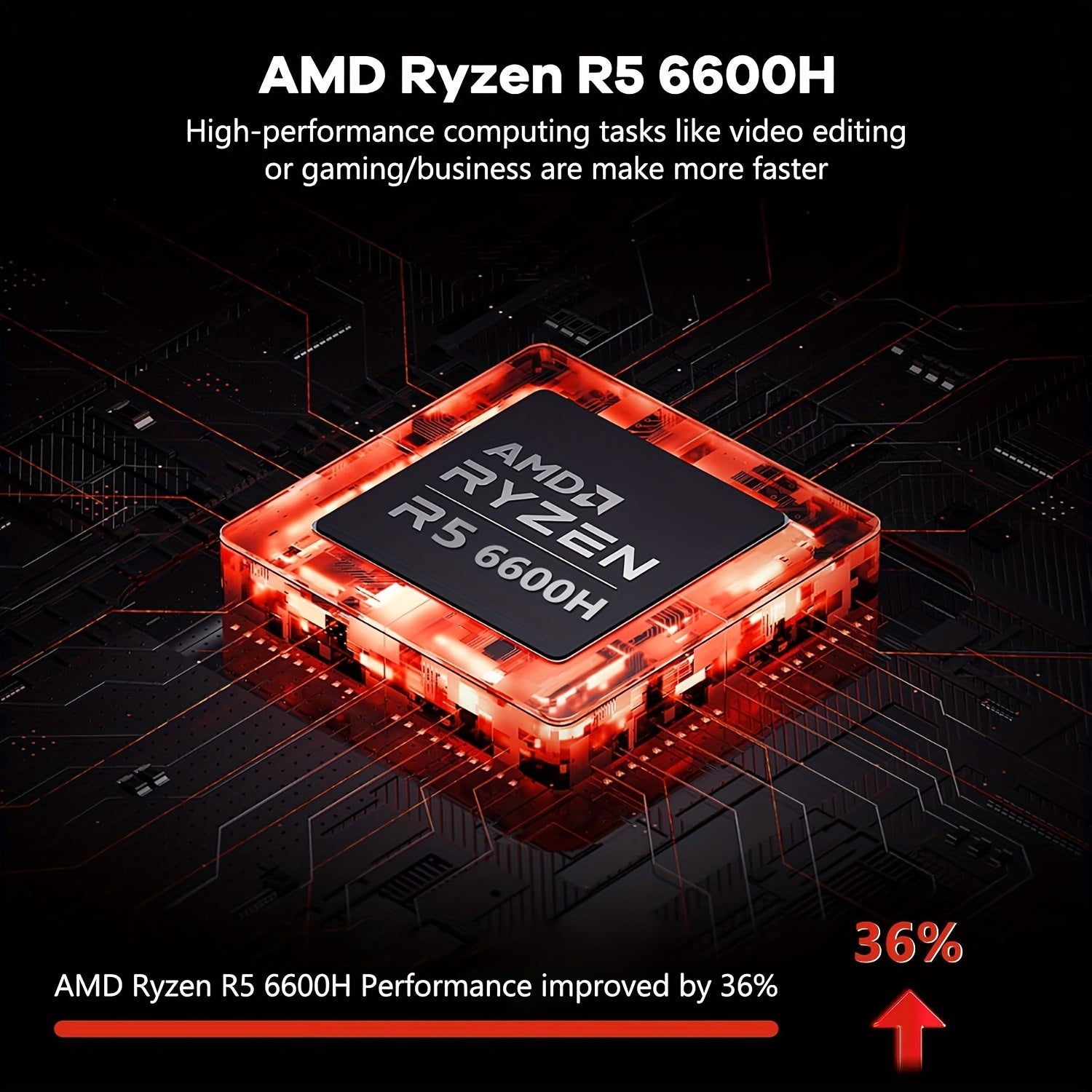 15.6 Gaming-Laptop, 6-Cores AMD Ryzen 5 6600H 660m 6nm GPU, 32GB DDR5 1TB SSD 100W Type-C FHD IPS Business-Laptop-Computer with Fingerprint Backlit Keyboard WiFi5