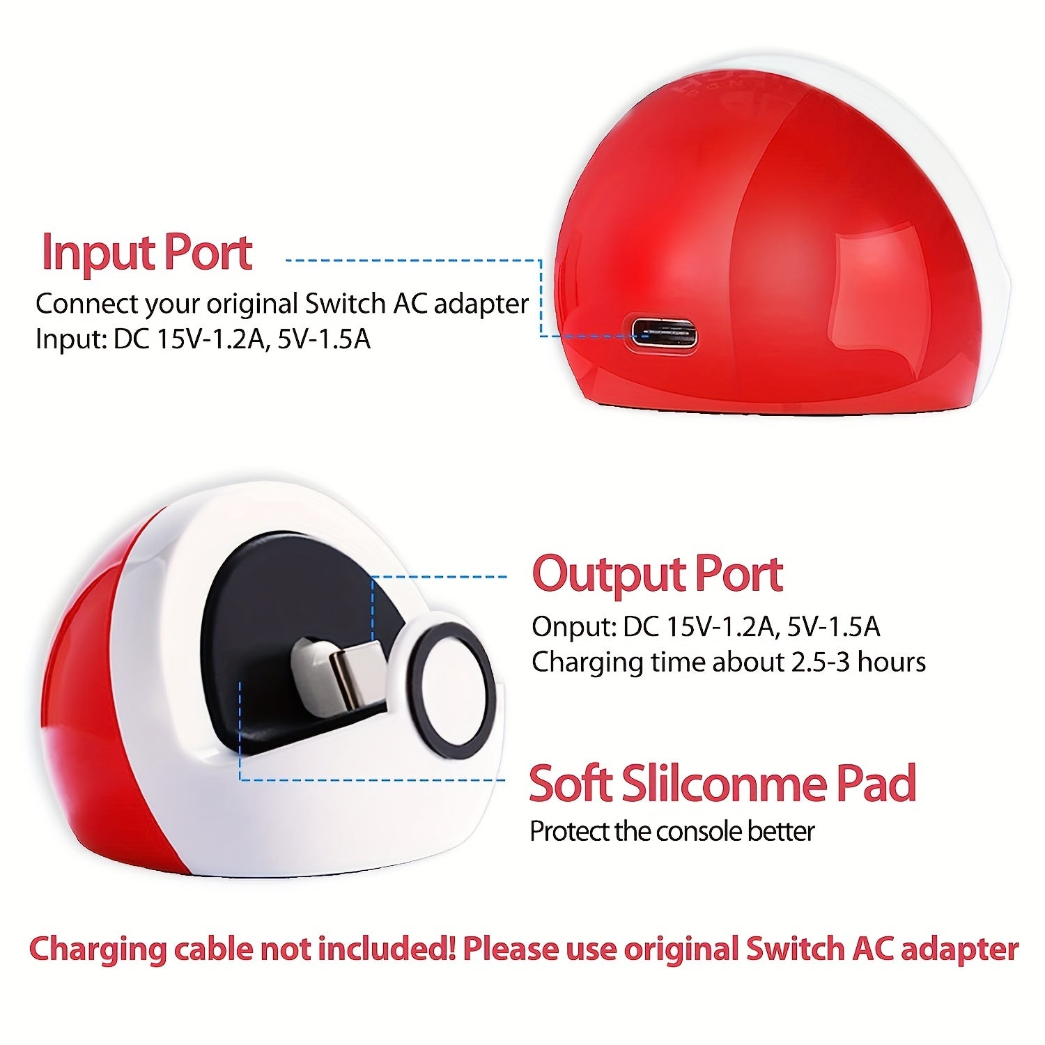 Tiny Charging Stand Compatible With Switch/Switch Lite/Switch OLED, Cute Switch Dock Station With USB-C Port, Portable Charger Stand For Switch Games, No Projection (Christmas Halloween Gift/Deco)