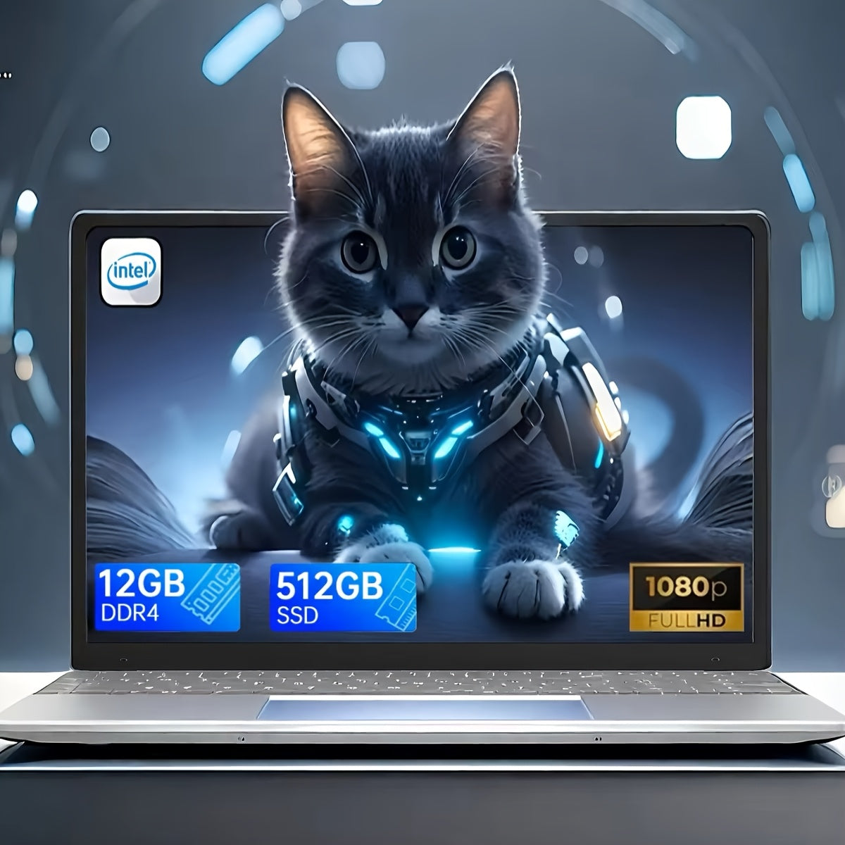 15.6 Inch Laptop, 12GB DDR4 512 GB SSD, Intel Celeron J4125 Processor, Dual-Band WiFi(2.4G/5G), 1920x1080 IPS, Lightweight Notebook Computer