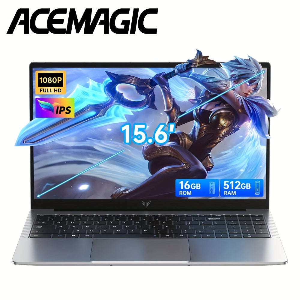 ACEMAGIC 2025 Laptop Computer Intel N150 Quad-Core Processor 16GB DDR4 RAM 512GB SSD, 15.6" FHD Display, Long Battery Life, Traditional Laptops for Business Office Student Gaming