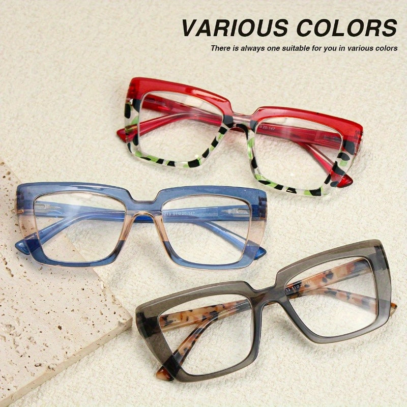 1-Pair Women's Retro Reading Glasses with +1.0 to +4.0 Magnification - Non-Prescription Lens Power, Spring Hinges & Multi-Focal PC Frame - Red/Black/Tortoise/White/Gray/Black & Clear/ - Presbyopia Correction Glasses for Books
