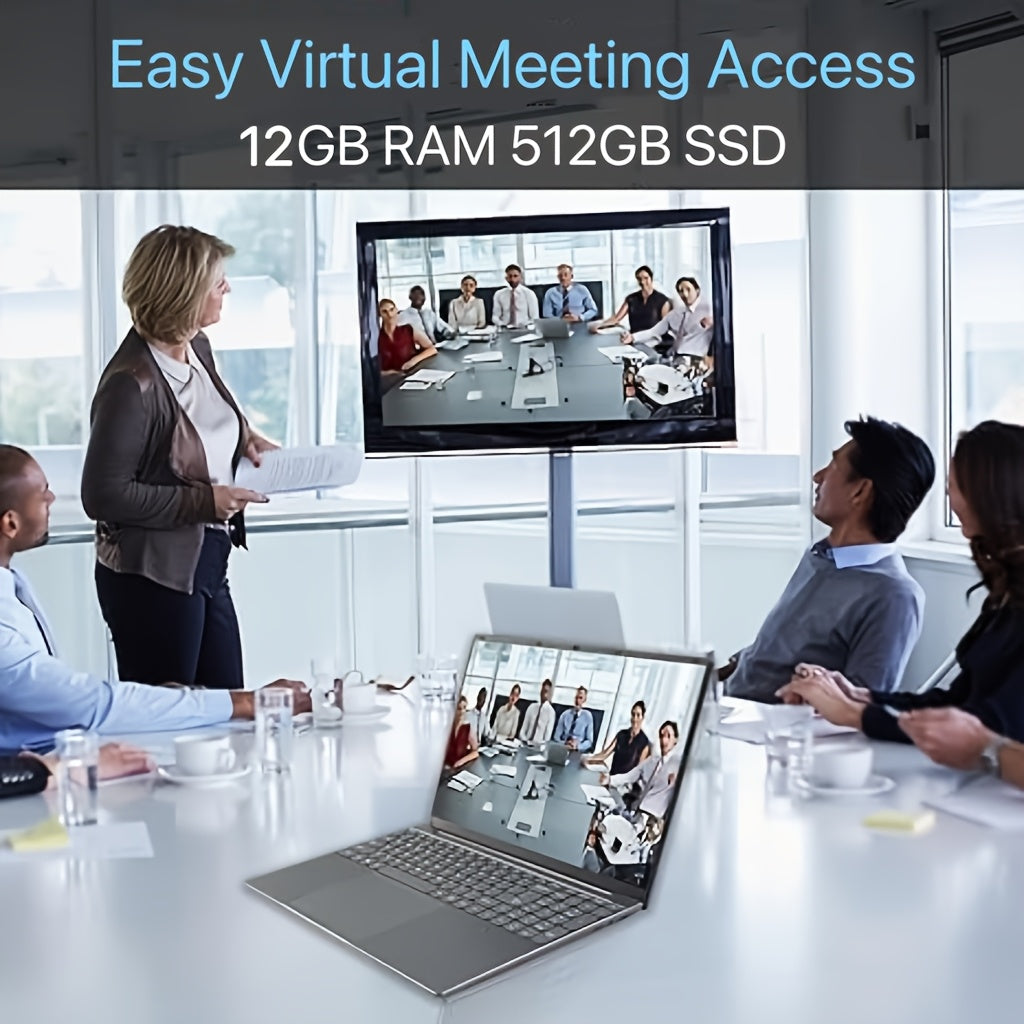 15.6 Inch Laptop, 12GB DDR4 512 GB SSD, Intel Celeron J4125 Processor, Dual-Band WiFi(2.4G/5G), 1920x1080 IPS, Lightweight Notebook Computer