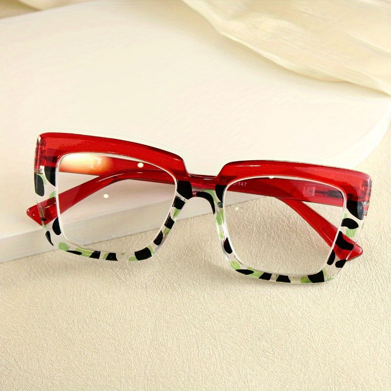 1-Pair Women's Retro Reading Glasses with +1.0 to +4.0 Magnification - Non-Prescription Lens Power, Spring Hinges & Multi-Focal PC Frame - Red/Black/Tortoise/White/Gray/Black & Clear/ - Presbyopia Correction Glasses for Books