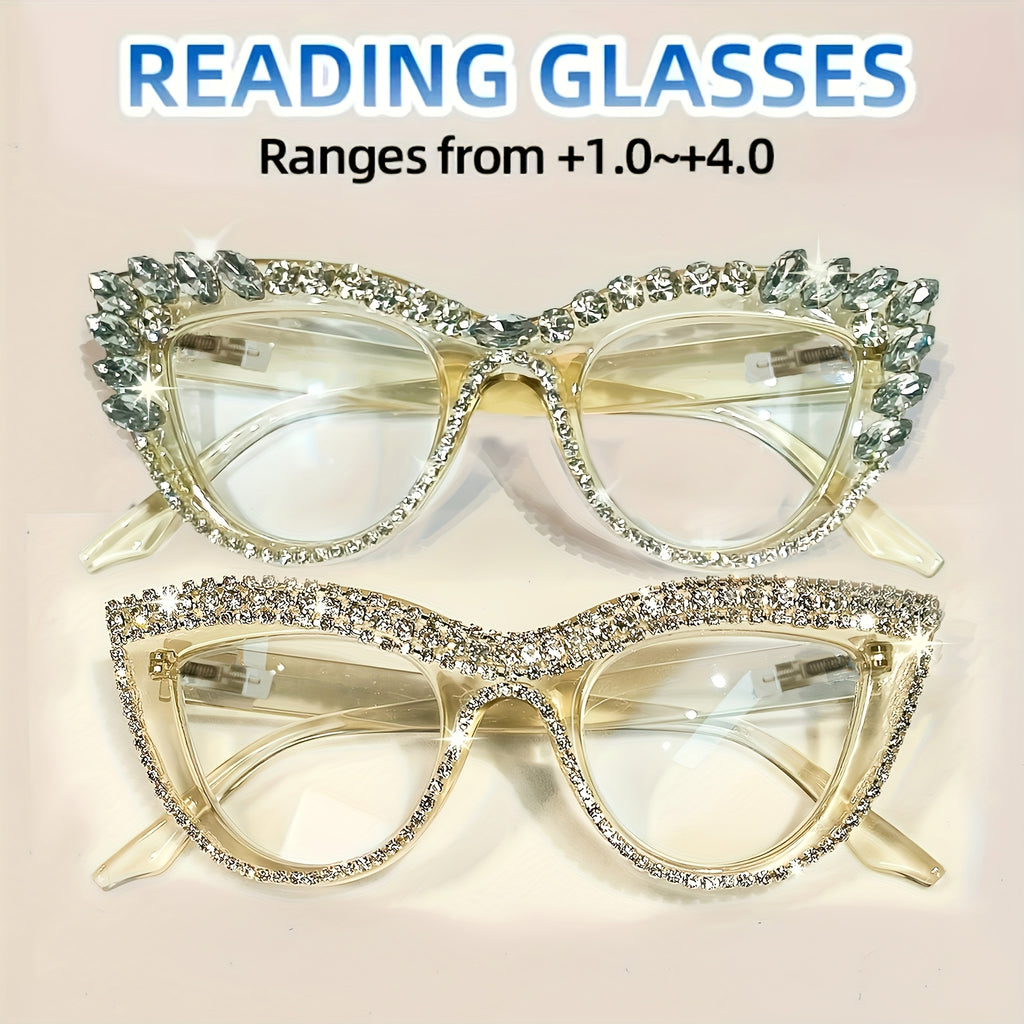 2pcs Fashion Minimalist Cat Eye Reading Glasses Computer Readers for Women Men +1.0 to +4.0