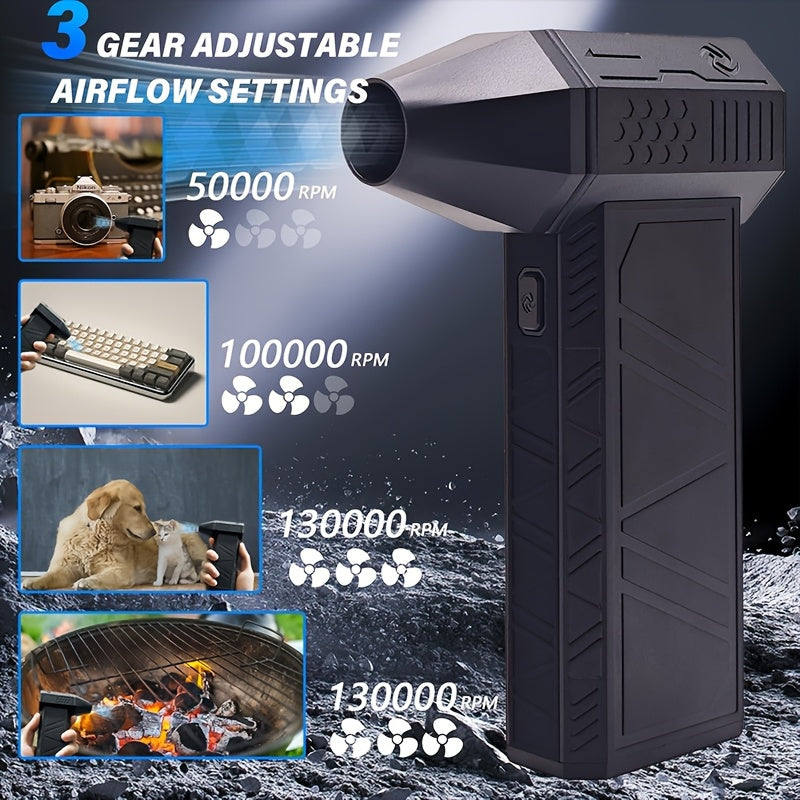 Compressed Air Duster- Mini Turbine Fan, 400000 Cordless Electric Air Duster, Violent Fan for Keyboard Computer Cleaning, No Cans Required, Jet Dry Blower for Home And Car,, July 4th Gifts